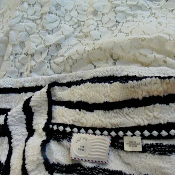 Postmark Anthropologie Striped Knit White Lace Back Jacket Sm - Picture 7 of 7